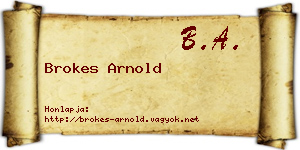 Brokes Arnold névjegykártya